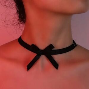 Last One! Sexy Bow Adjustable Black Choker Necklace OS